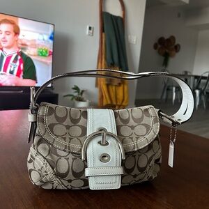 Coach Soho Brown and White Signature Shoulder Bag